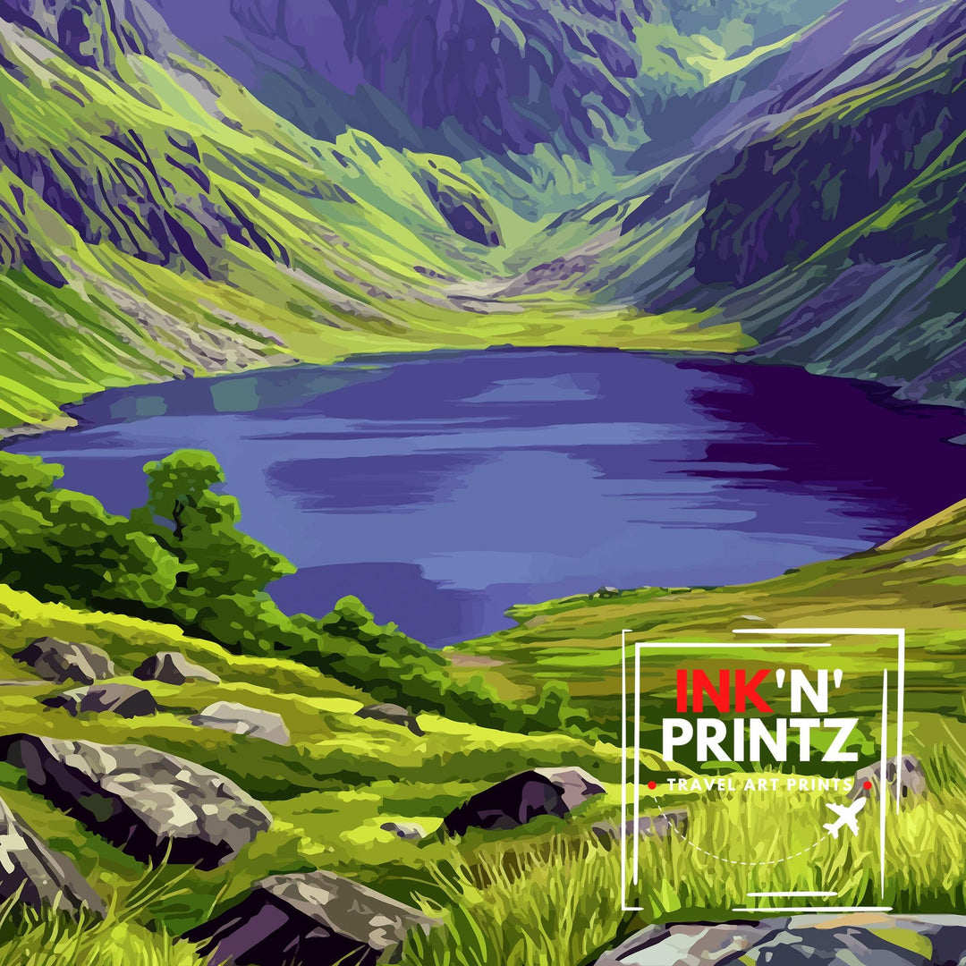 Halkyn Mountain Travel Poster Wales Landscape Art Halkyn Mountain Print Scenic North Wales Poster