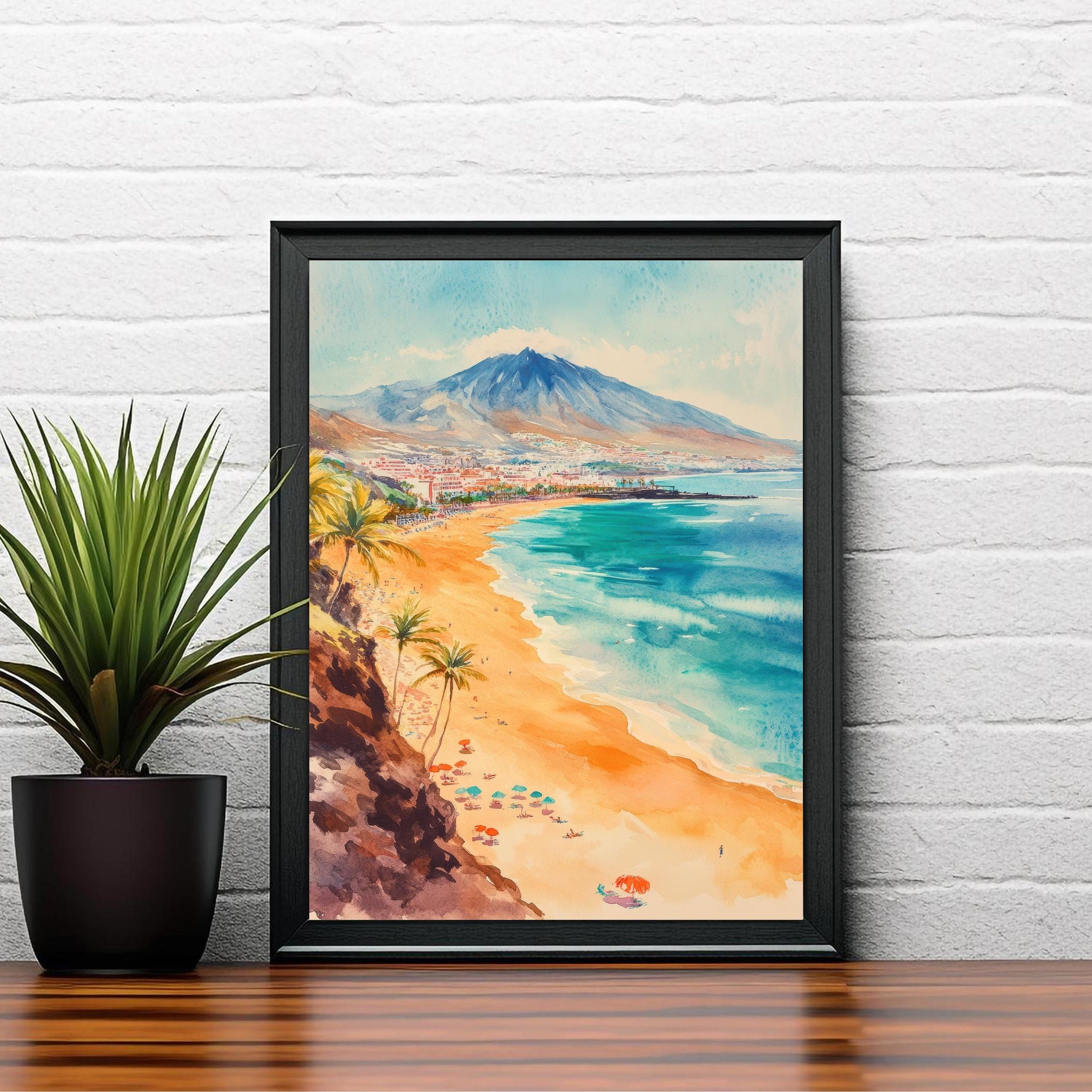 Tenerife Watercolor Painting Canary Islands Art Tenerife Print Scenic Spanish Island Decor