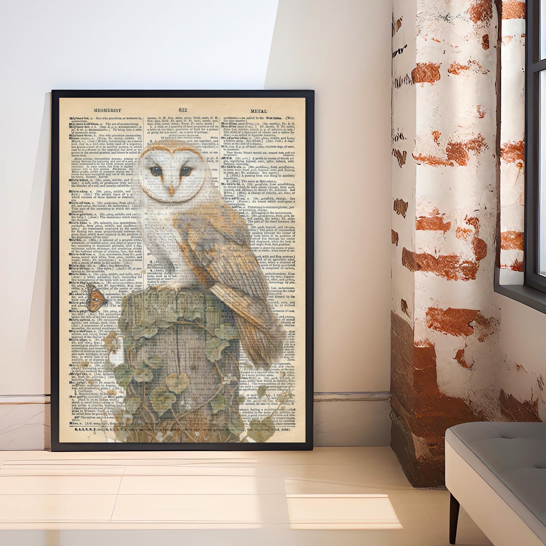 Barn Owl Encyclopedia Poster Vintage Nature Wall Art Cottagecore Decor Scientific Bird Illustration Print for Cozy Homes and Nature Inspired