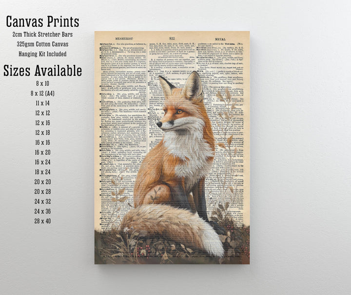 Red Fox Encyclopedia Poster Vintage Nature Wall Art Cottagecore Decor Scientific Animal Illustration Print for Cozy Homes and Nature