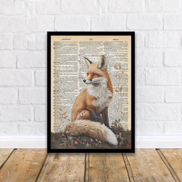 Red Fox Encyclopedia Poster Vintage Nature Wall Art Cottagecore Decor Scientific Animal Illustration Print for Cozy Homes and Nature