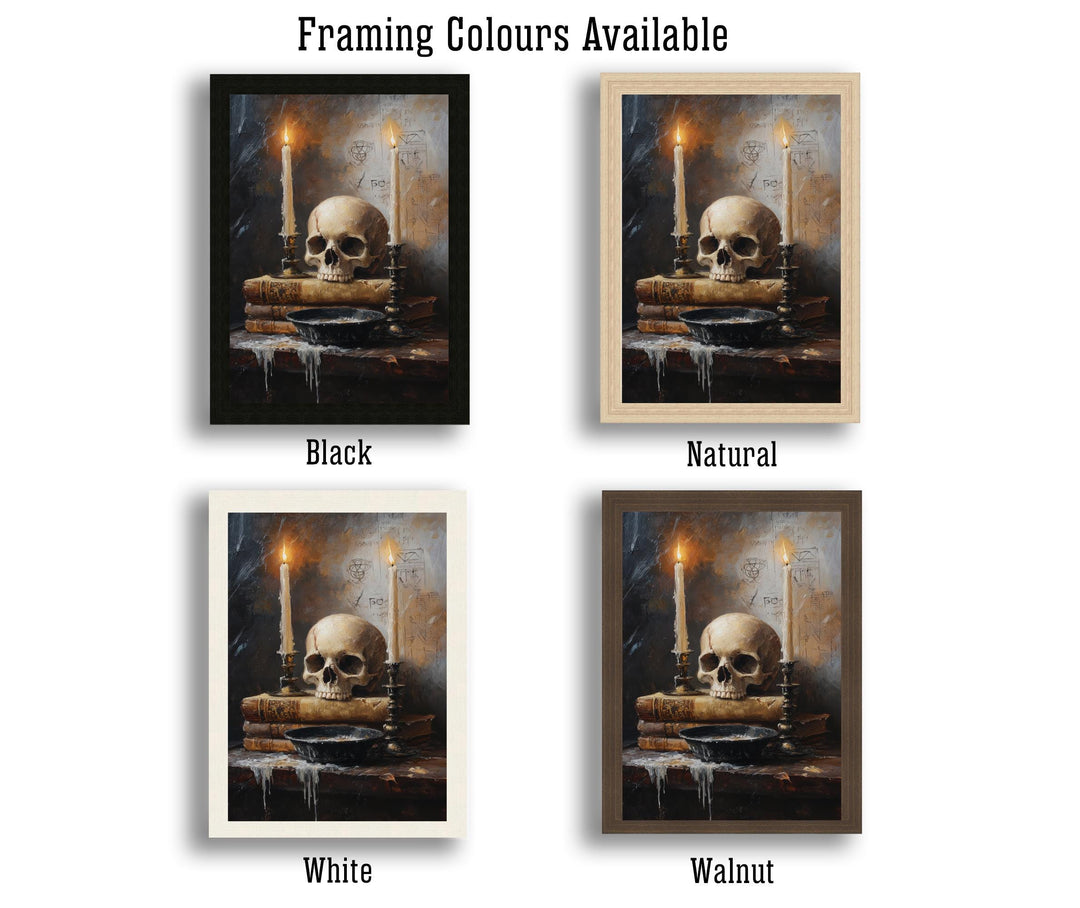 Skull and Candlelight Art Print Dark Academia Gothic Decor Moody Home Wall Art Antique Still Life