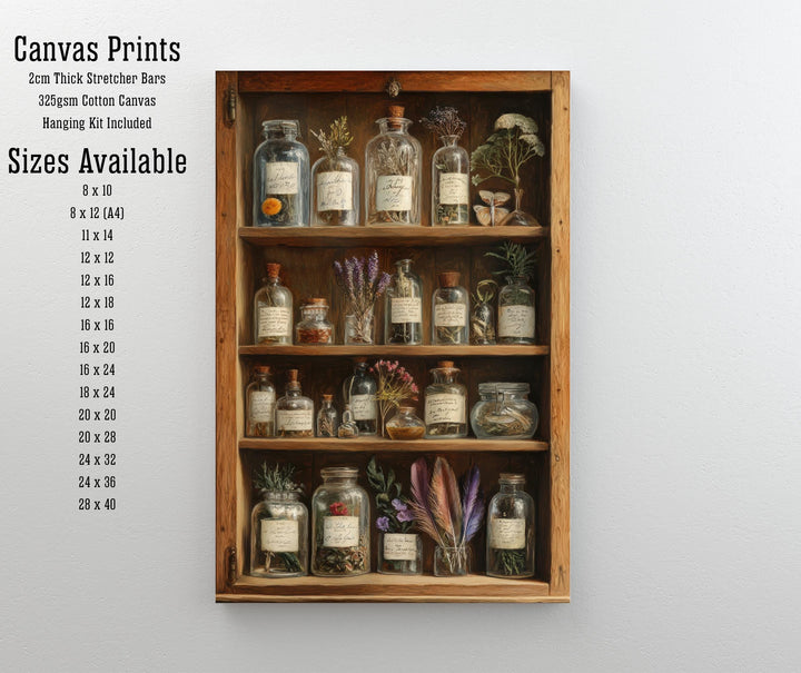 Botanical Cabinet of Curiosities Art Print Cottagecore Wonders Vintage Nature Decor Whimsical Home Art