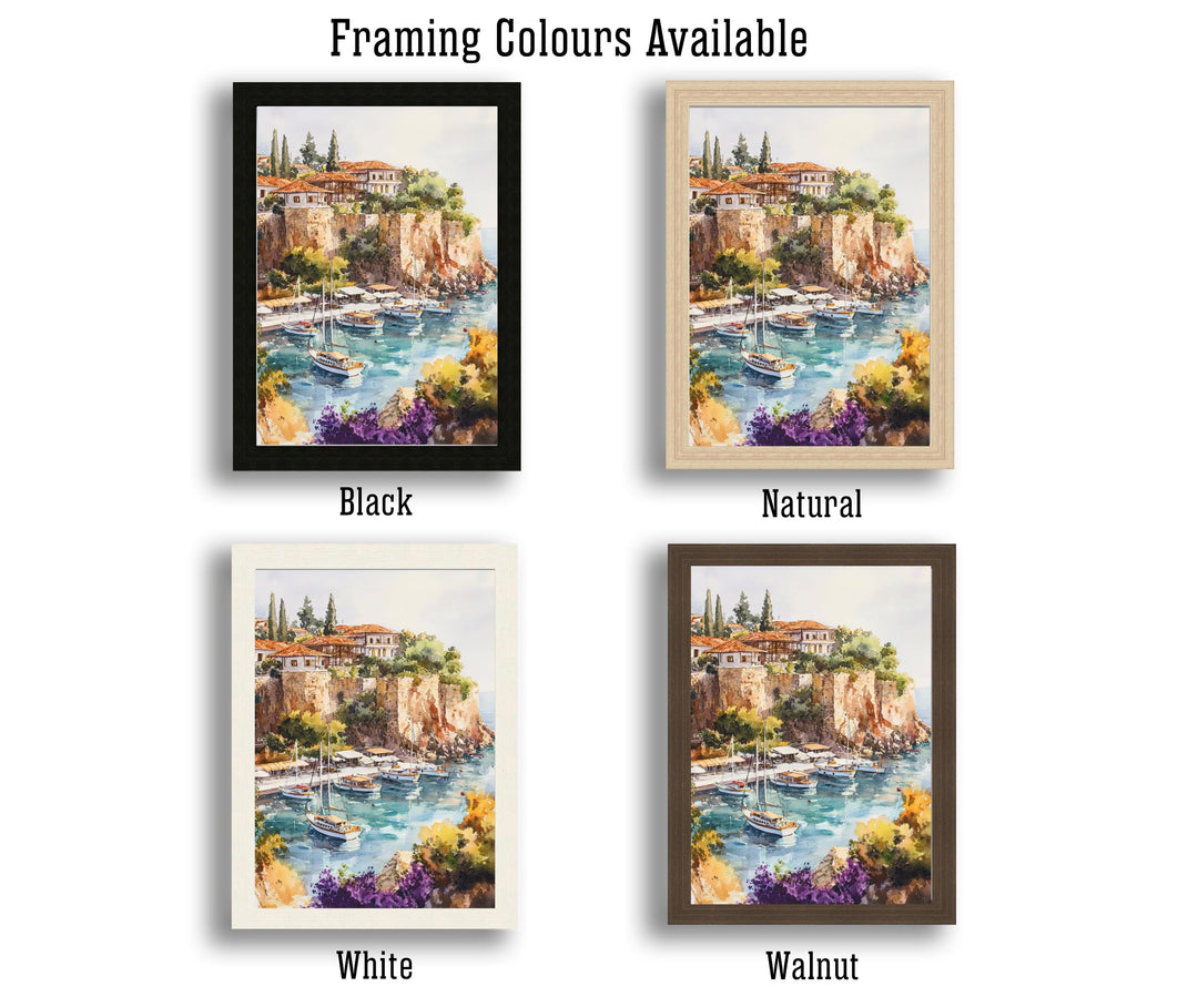 Antalya Turkey Travel Poster Turkish Coast Art Antalya Print Scenic Mediterranean Poster Antalya Beach Decor