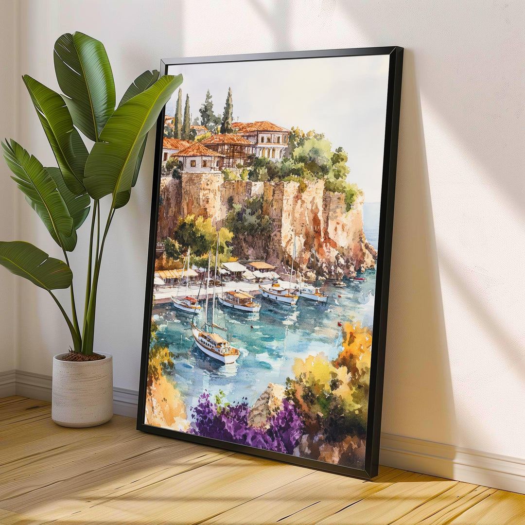 Antalya Turkey Travel Poster Turkish Coast Art Antalya Print Scenic Mediterranean Poster Antalya Beach Decor