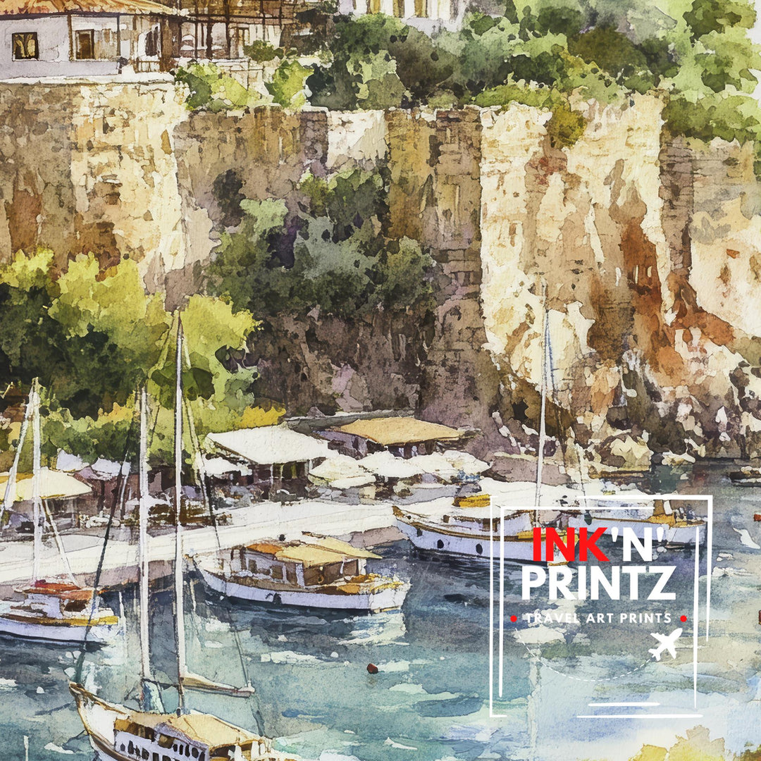 Antalya Turkey Travel Poster Turkish Coast Art Antalya Print Scenic Mediterranean Poster Antalya Beach Decor