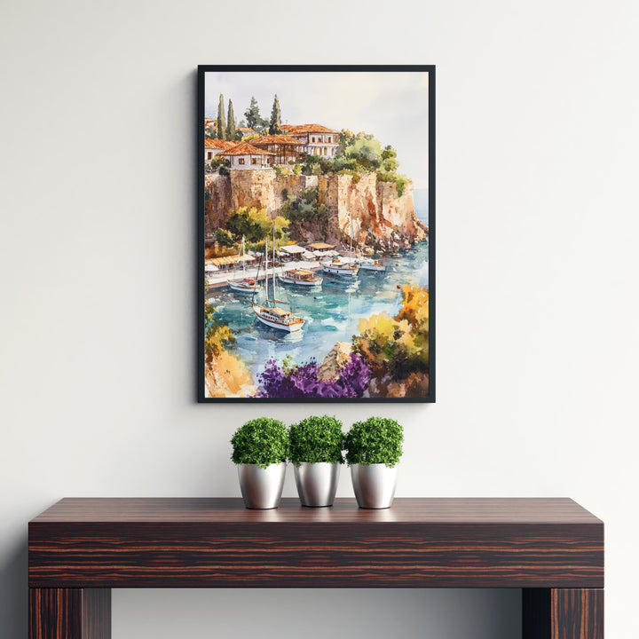 Antalya Turkey Travel Poster Turkish Coast Art Antalya Print Scenic Mediterranean Poster Antalya Beach Decor