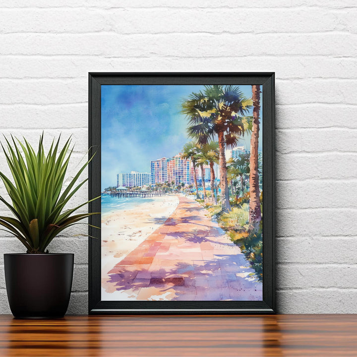 Clearwater Beach Watercolor Painting Florida Beach Art Clearwater Print Scenic Seascape Decor