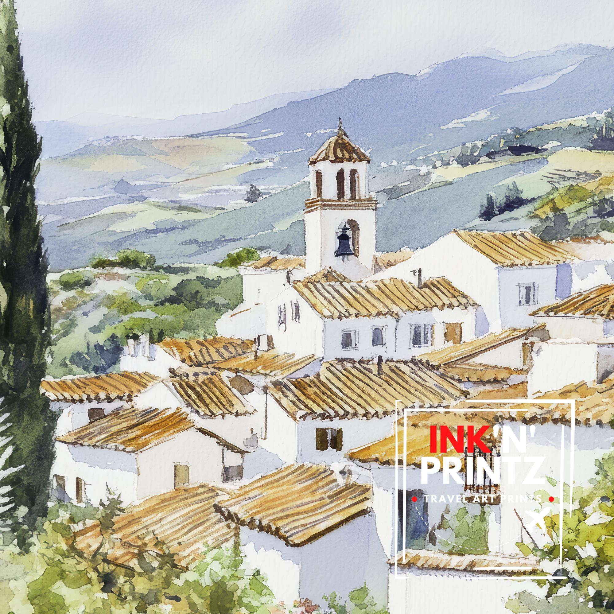 Andalucia Travel Poster Spain Landscape Art Andalucia Print Scenic Spanish Country Decor Iconic Alhambra Art