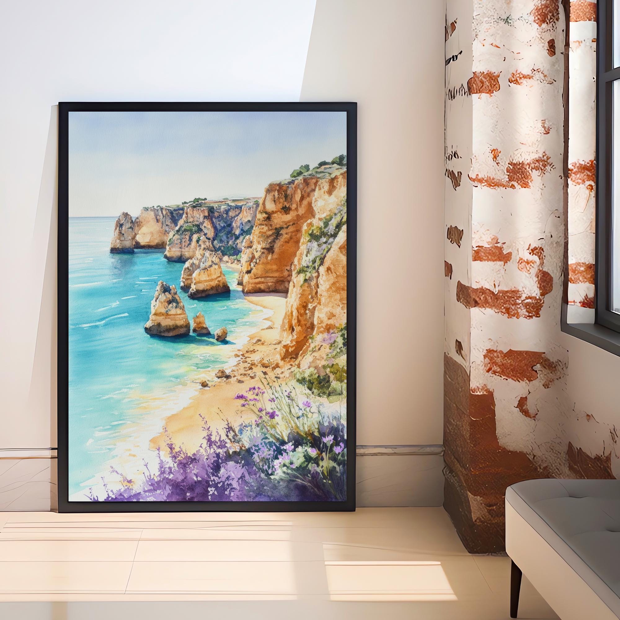 Algarve Spain Travel Poster Coastal Art Algarve Print Scenic Spanish Beach Decor Algarve Coastline Art
