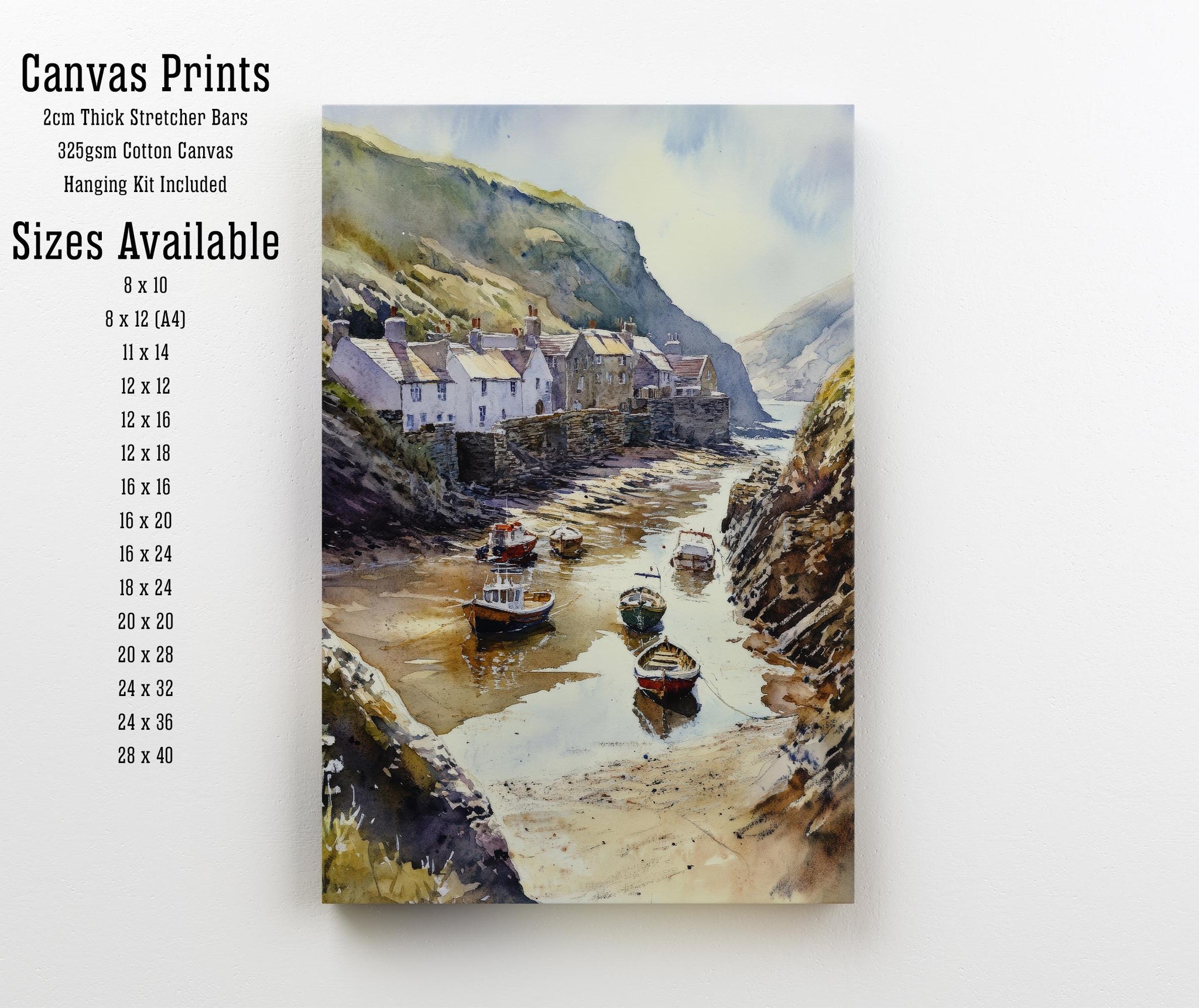 Boscastle Harbour Watercolor Painting Cornwall Coastal Art Boscastle Print Scenic Harbour Decor
