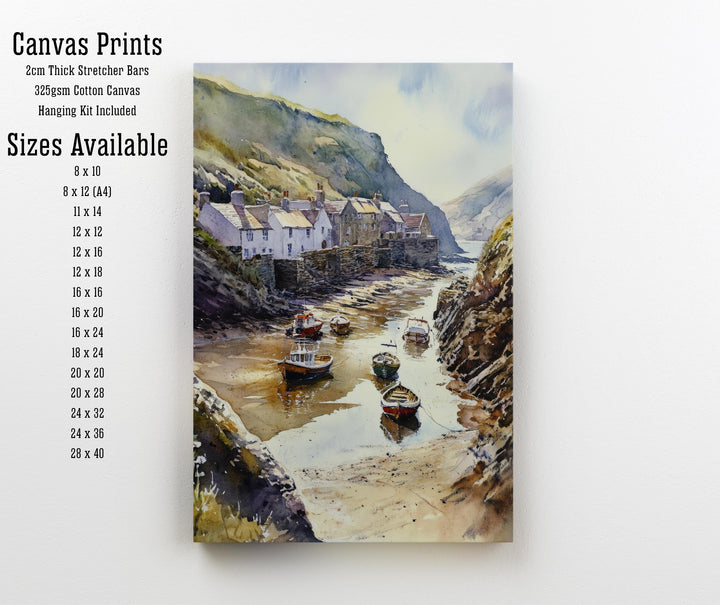 Boscastle Harbour Watercolor Painting Cornwall Coastal Art Boscastle Print Scenic Harbour Decor