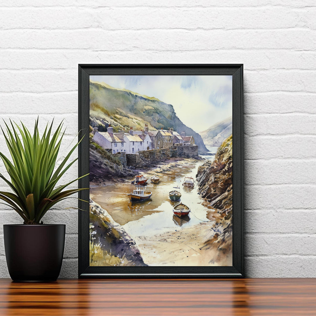 Boscastle Harbour Watercolor Painting Cornwall Coastal Art Boscastle Print Scenic Harbour Decor