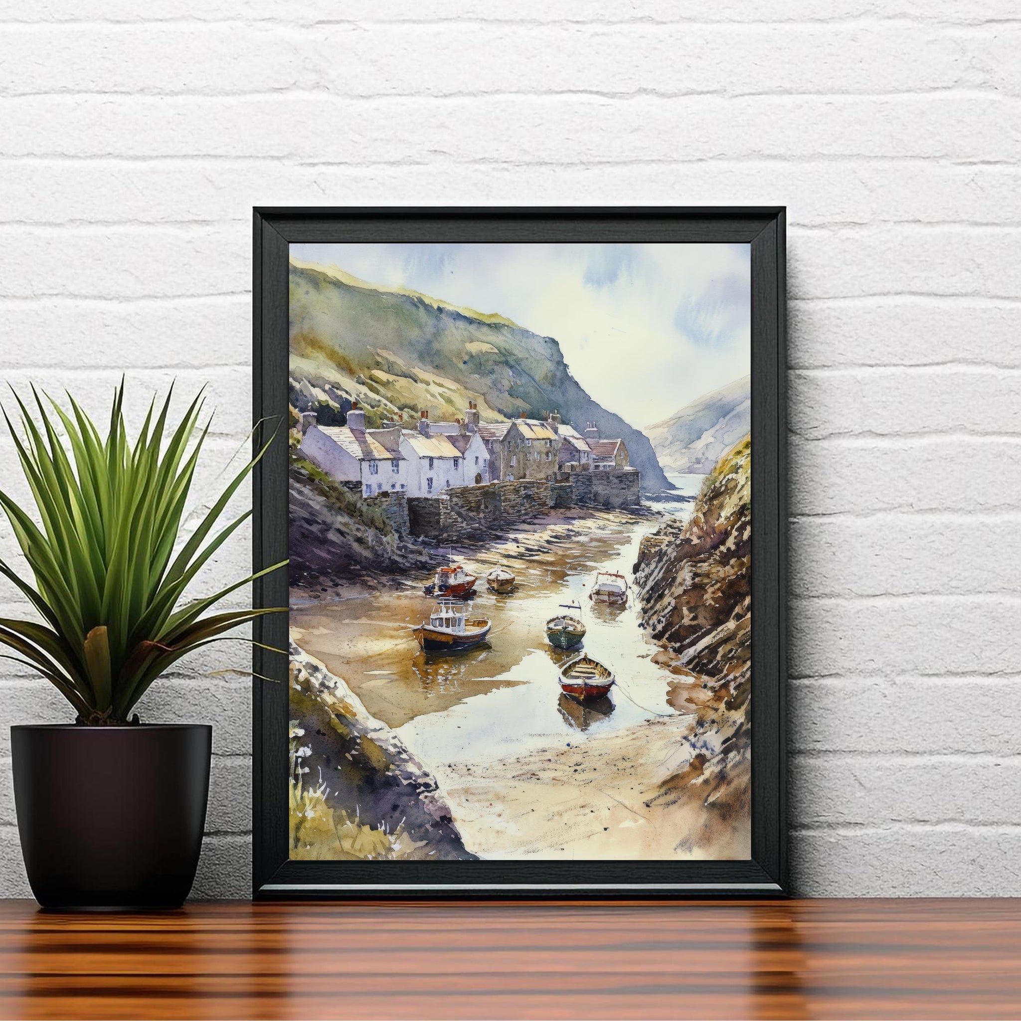 Boscastle Harbour Watercolor Painting Cornwall Coastal Art Boscastle Print Scenic Harbour Decor