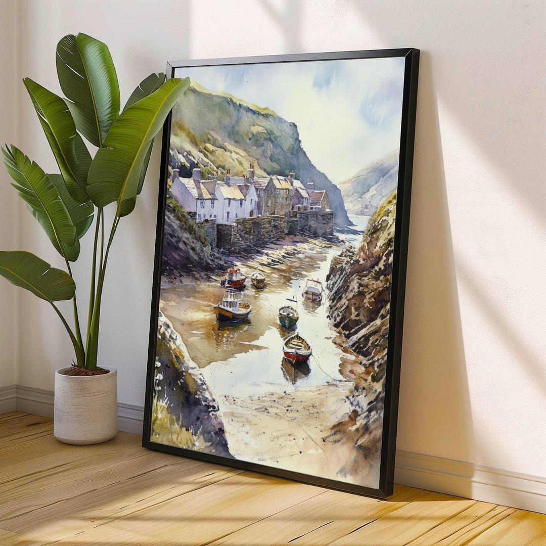 Boscastle Harbour Watercolor Painting Cornwall Coastal Art Boscastle Print Scenic Harbour Decor