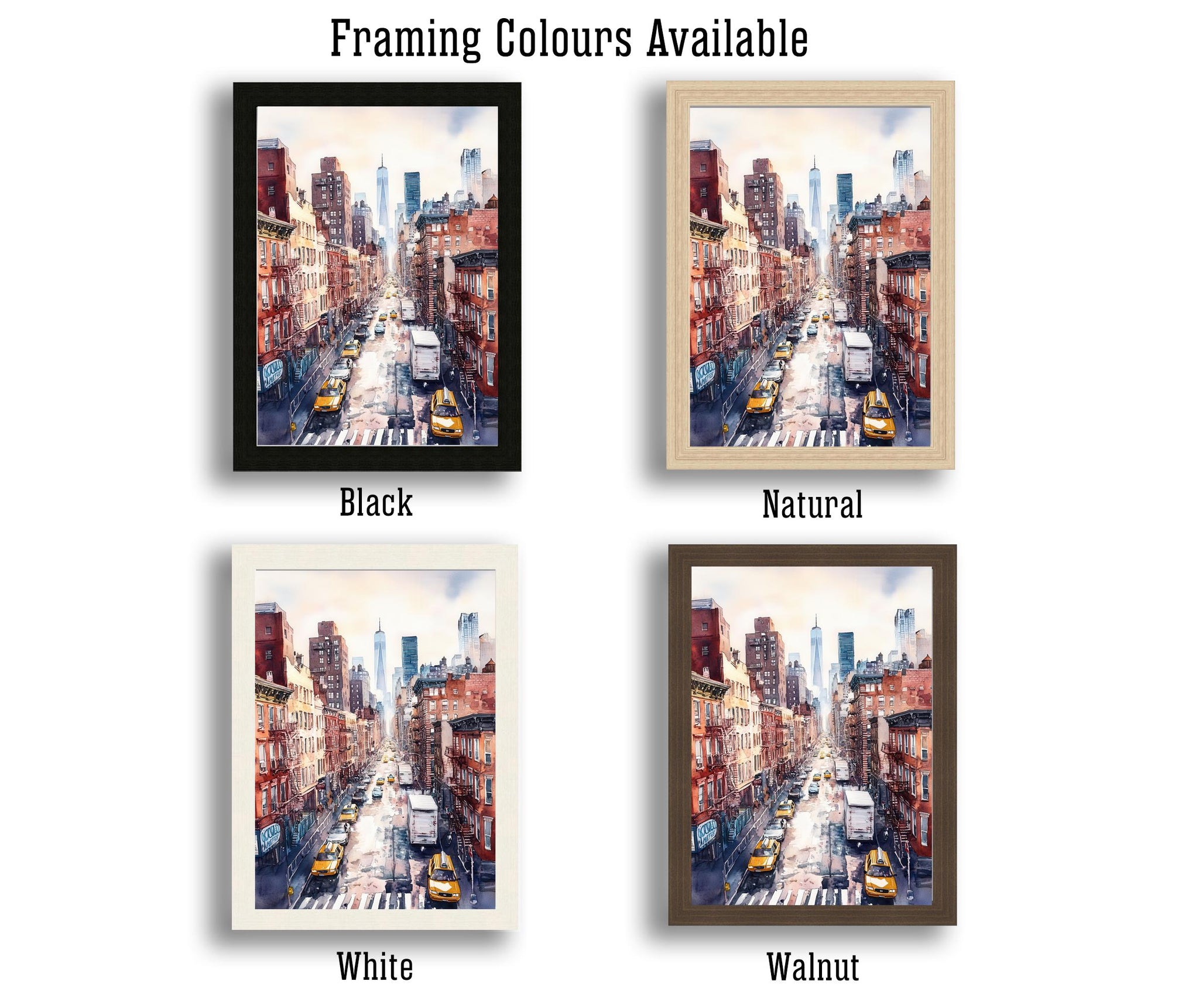New York City Watercolor Poster NYC Skyline Art New York Print Scenic Cityscape Watercolor Decor