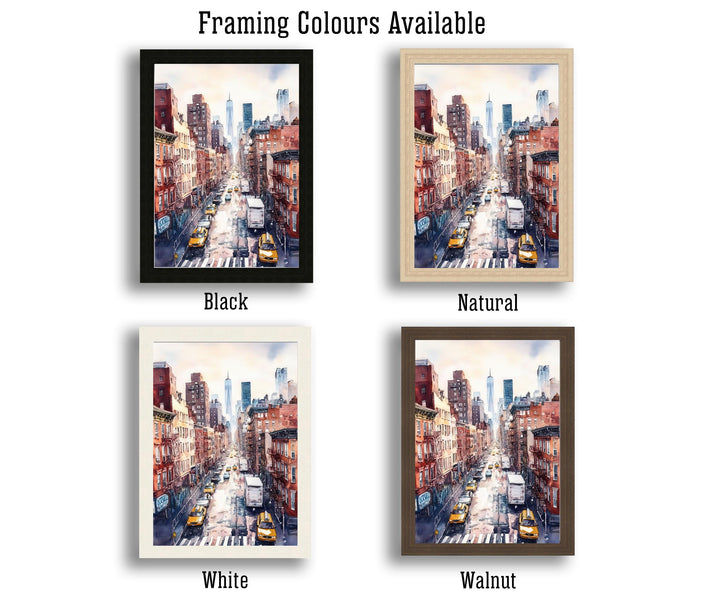 New York City Watercolor Poster NYC Skyline Art New York Print Scenic Cityscape Watercolor Decor