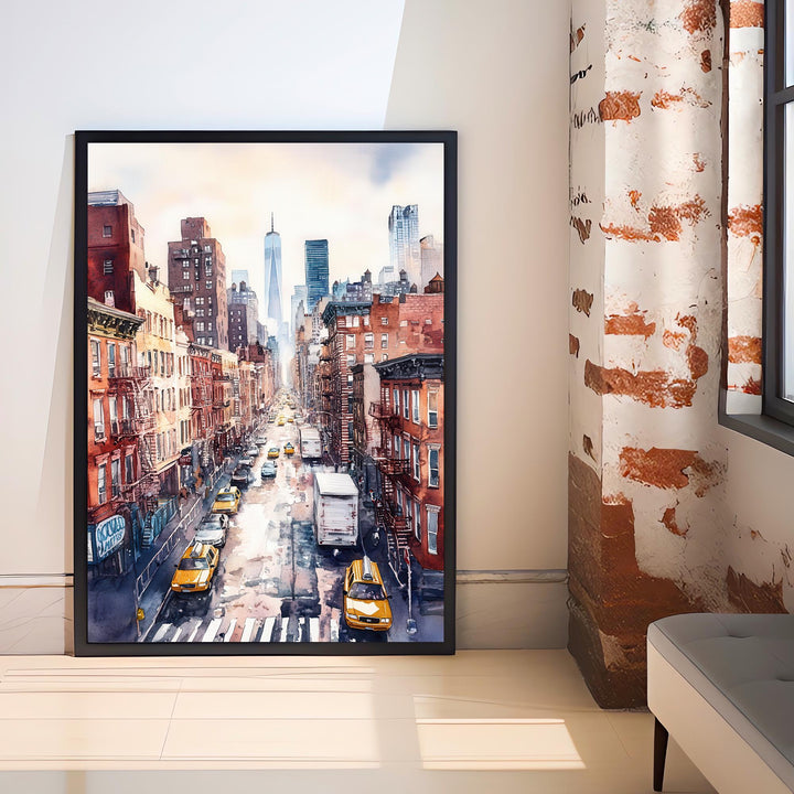 New York City Watercolor Poster NYC Skyline Art New York Print Scenic Cityscape Watercolor Decor