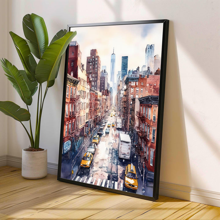 New York City Watercolor Poster NYC Skyline Art New York Print Scenic Cityscape Watercolor Decor