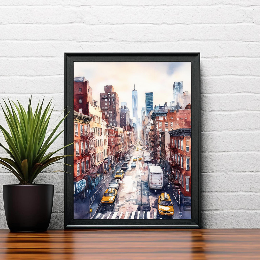 New York City Watercolor Poster NYC Skyline Art New York Print Scenic Cityscape Watercolor Decor