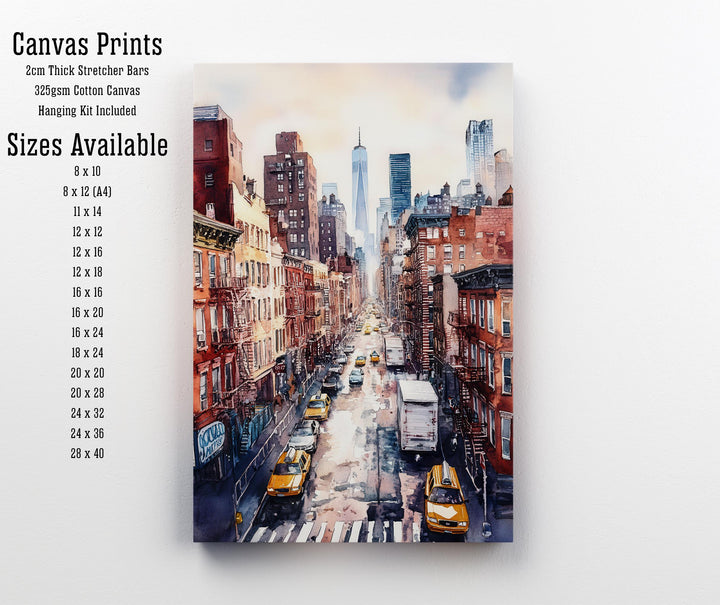 New York City Watercolor Poster NYC Skyline Art New York Print Scenic Cityscape Watercolor Decor