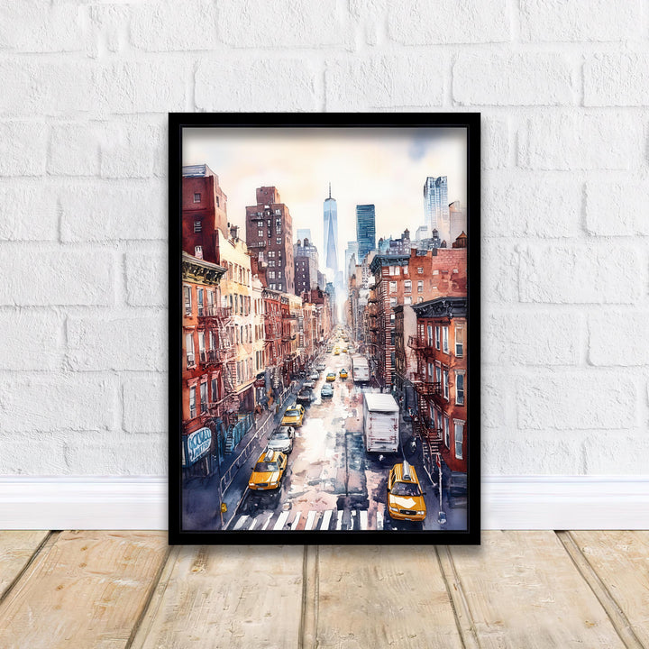 New York City Watercolor Poster NYC Skyline Art New York Print Scenic Cityscape Watercolor Decor