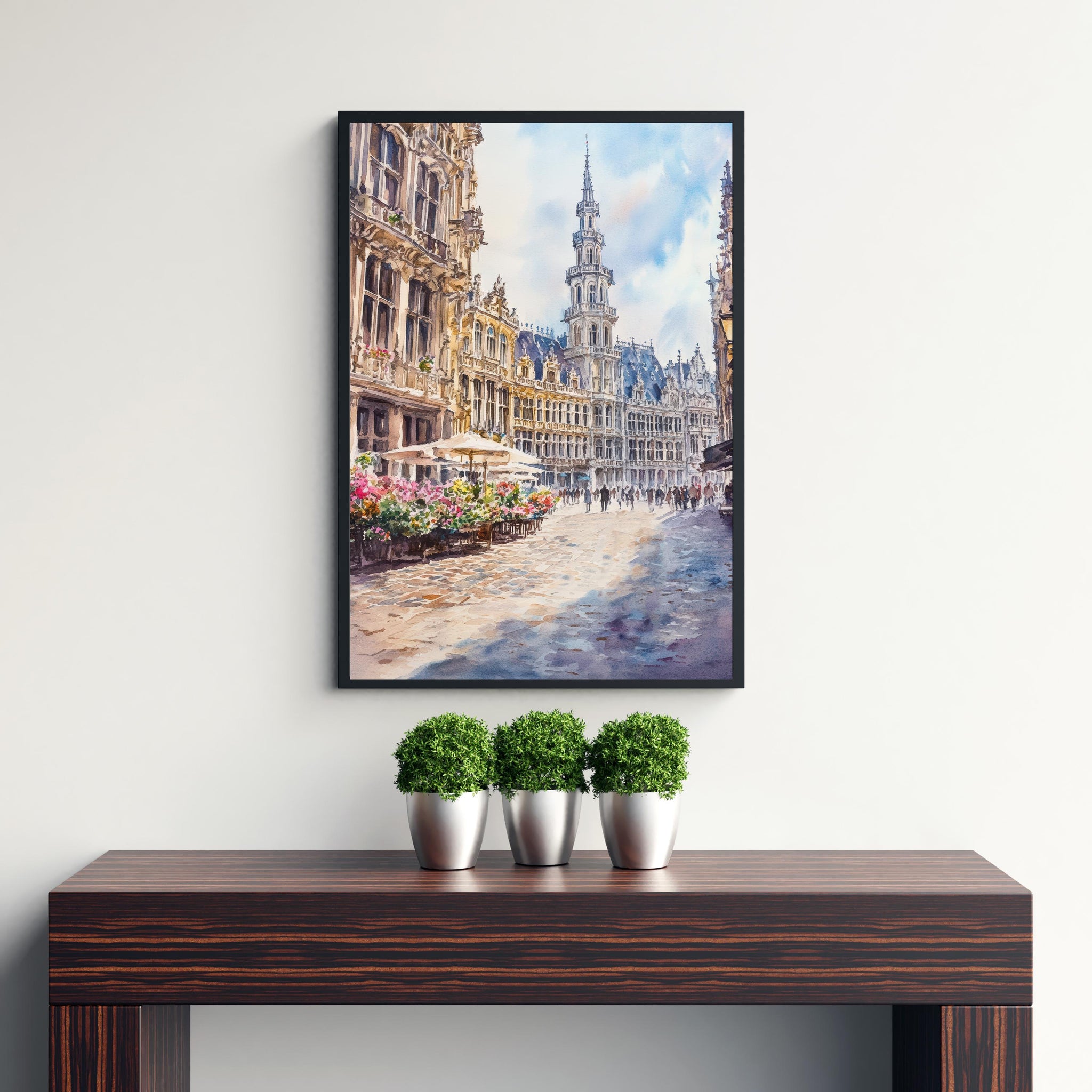 Brussels Watercolor Painting Belgium City Art Brussels Print Scenic European Decor