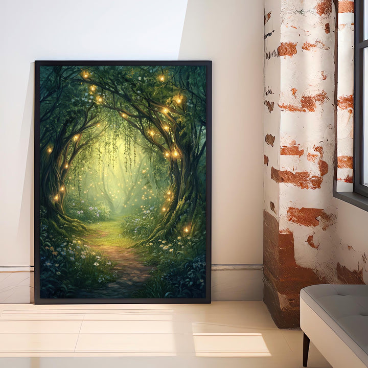 Willow Grove Fairy Entrance Art Print Cottagecore Decor Whimsical Woodland Wall Art Vintage Nature Poster for Cozy Homes and Forest Inspired