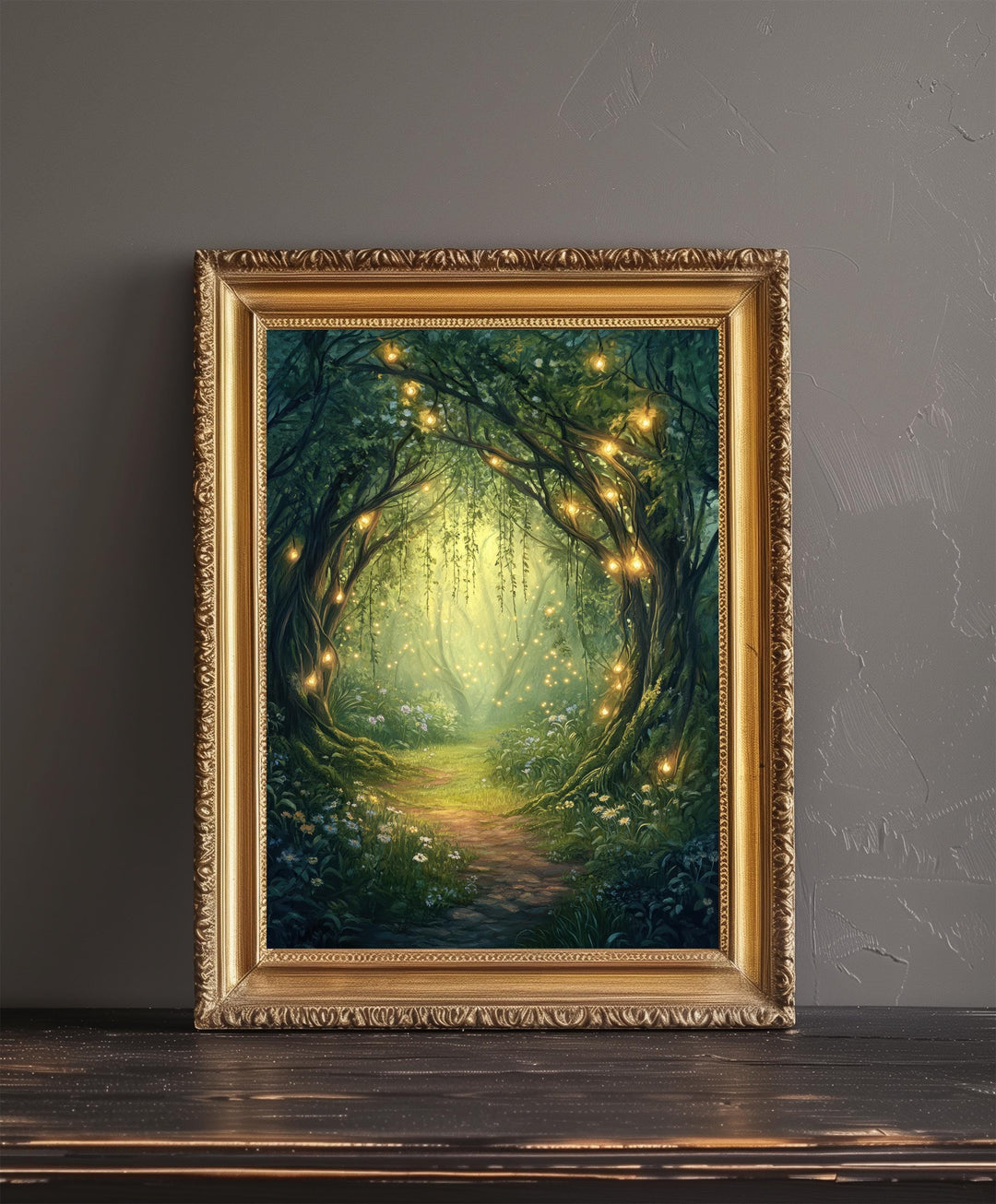 Willow Grove Fairy Entrance Art Print Cottagecore Decor Whimsical Woodland Wall Art Vintage Nature Poster for Cozy Homes and Forest Inspired