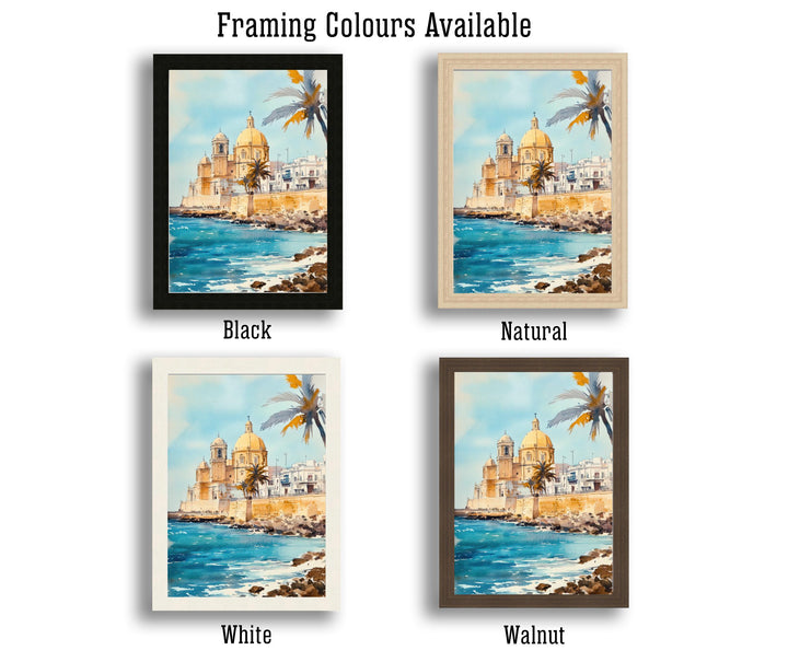 Cadiz Spain Watercolor Painting Spanish City Art Cadiz Print Scenic Andalusia Decor