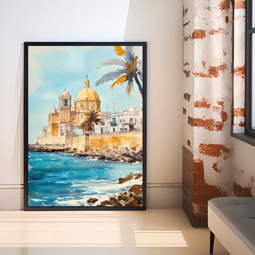 Cadiz Spain Watercolor Painting Spanish City Art Cadiz Print Scenic Andalusia Decor