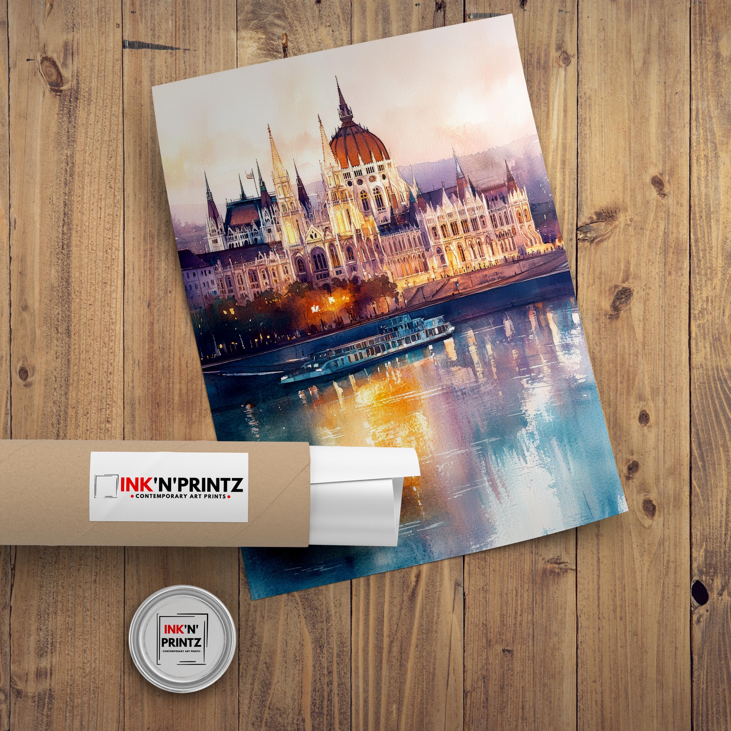 Budapest Watercolor Painting Hungarian City Art Budapest Print Scenic European City Decor