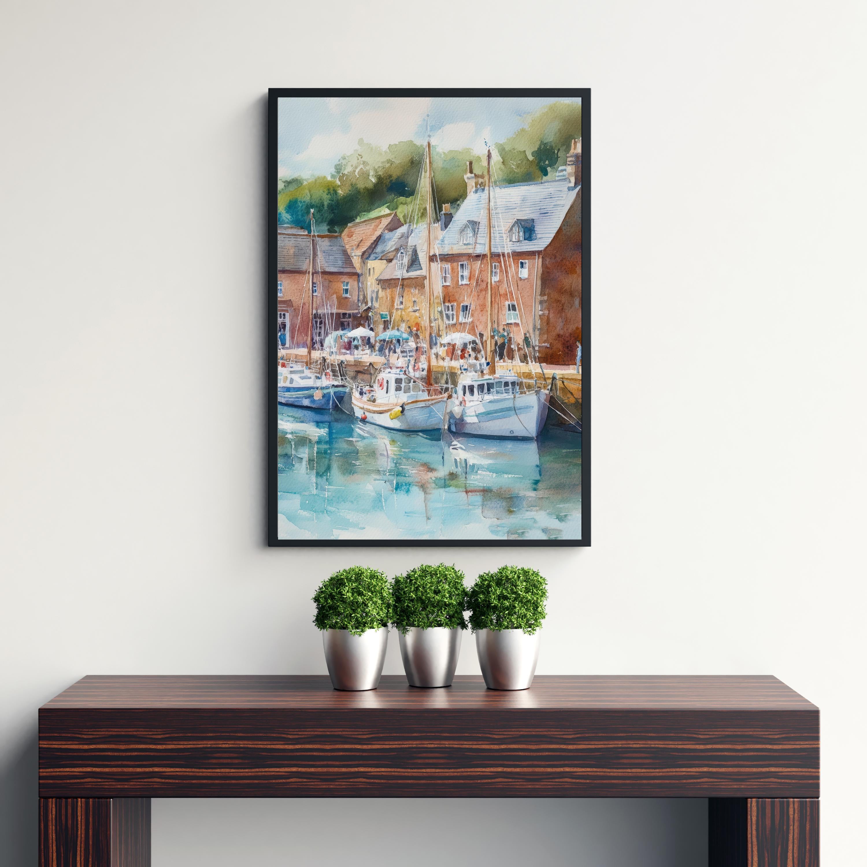 Padstow Watercolor Painting Cornwall Village Art Padstow Print Scenic Coastal Decor