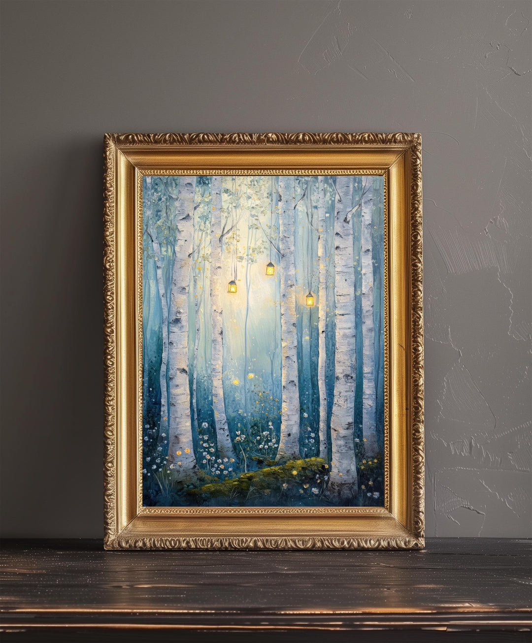 Enchanted Fairy Birch Grove Poster Cottagecore Decor Dark Academia Art Enchanted Forest Illustration Vintage Nature Wall Art