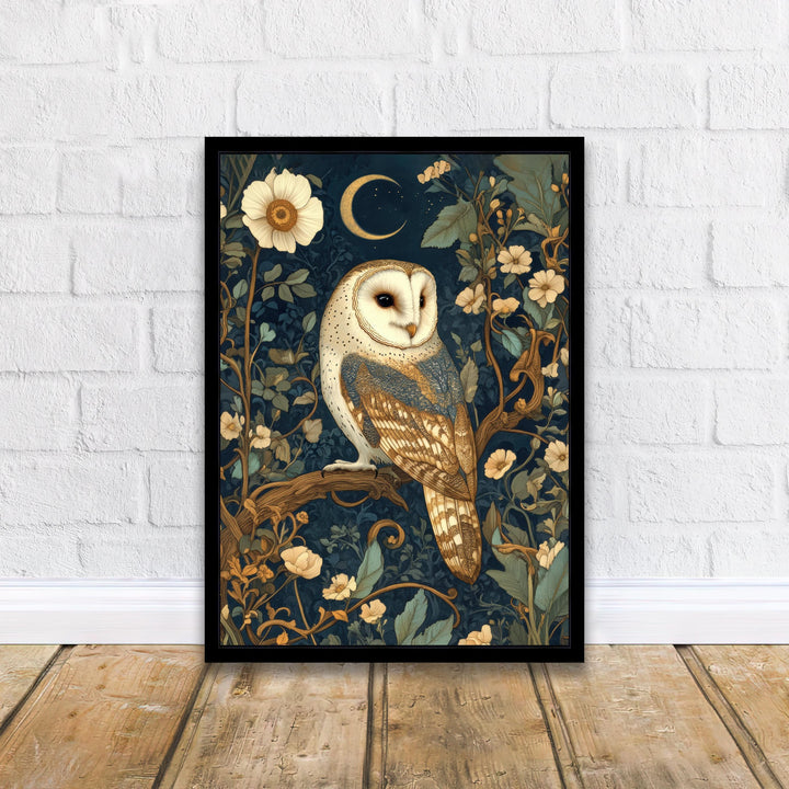 William Morris Barn Owl Poster Cottagecore Decor Dark Academia Art Vintage Wildlife Illustration Rustic Aesthetic
