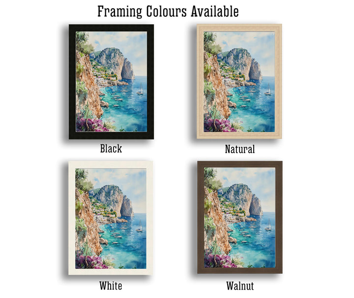 Capri Watercolor Painting Italian Island Art Capri Print Scenic Mediterranean Decor