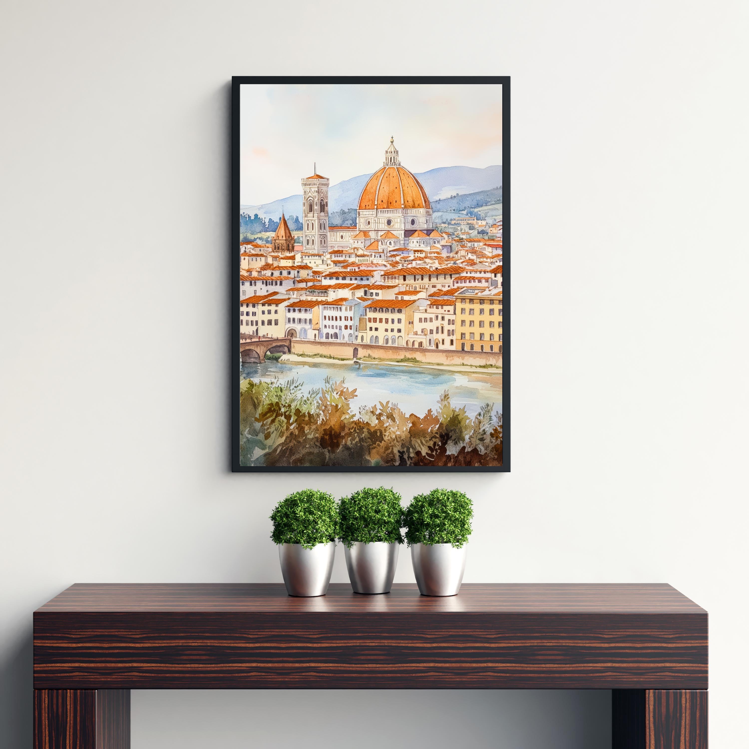 Florence Watercolor Painting Italian City Art Florence Print Scenic Tuscan Decor