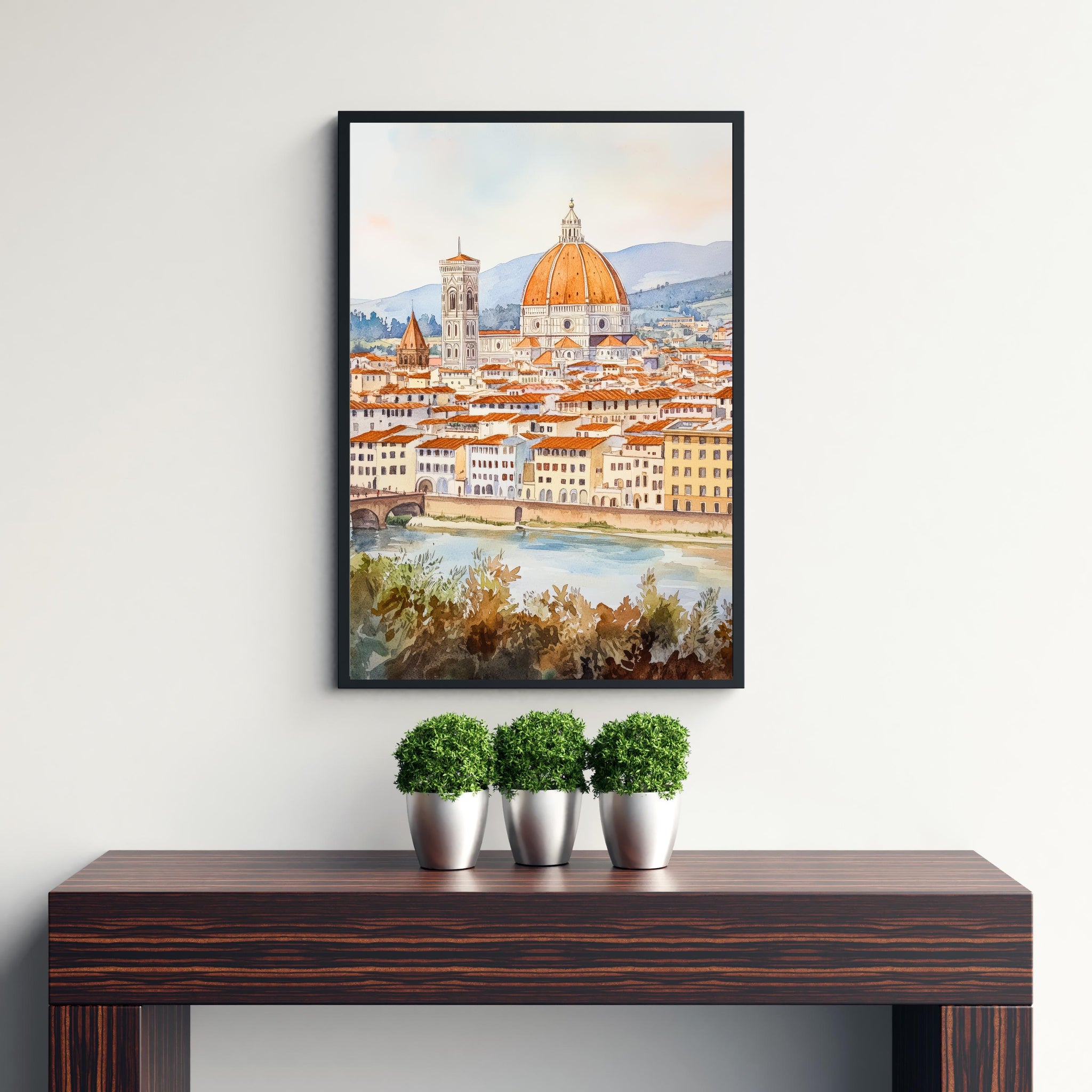 Florence Watercolor Painting Italian City Art Florence Print Scenic Tuscan Decor