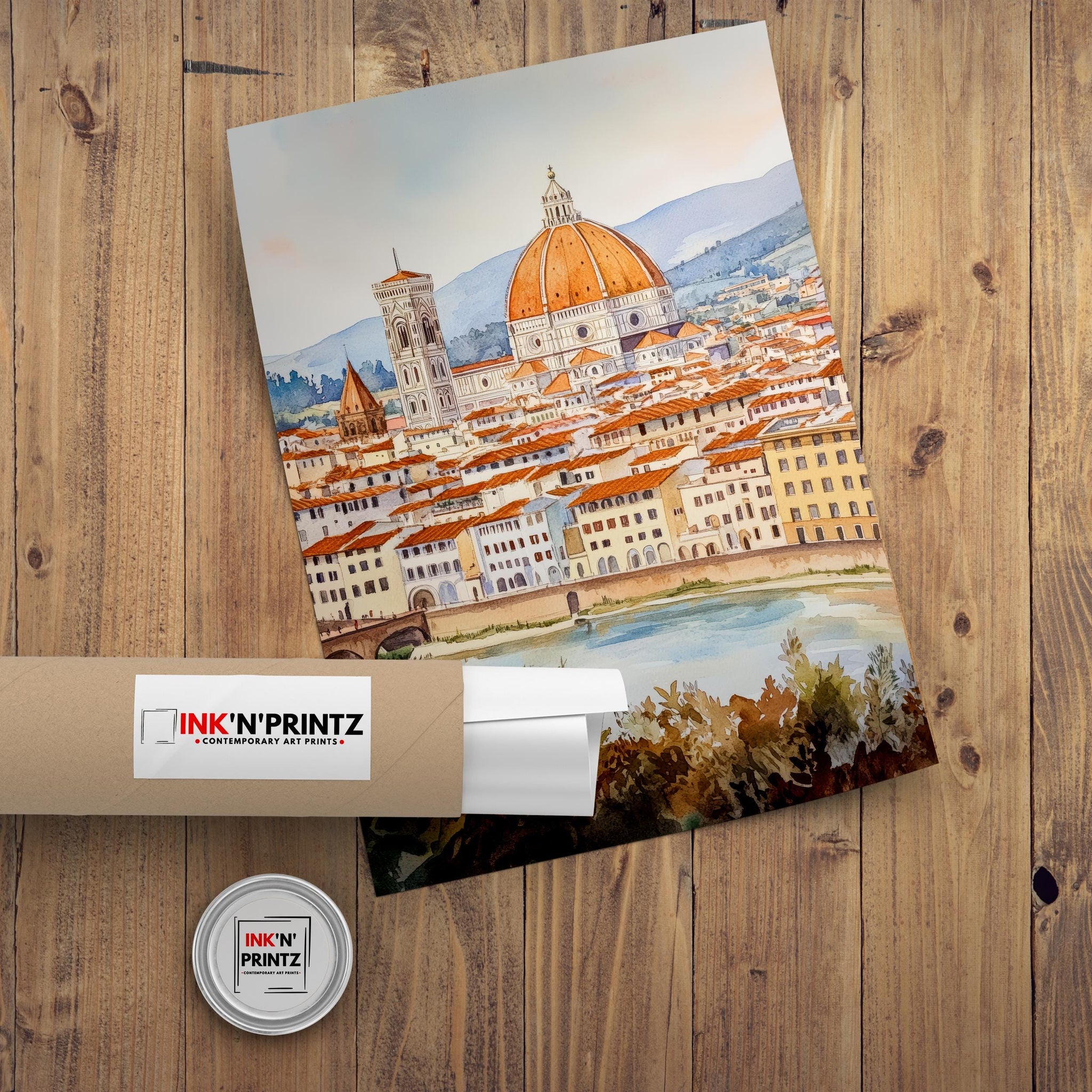 Florence Watercolor Painting Italian City Art Florence Print Scenic Tuscan Decor