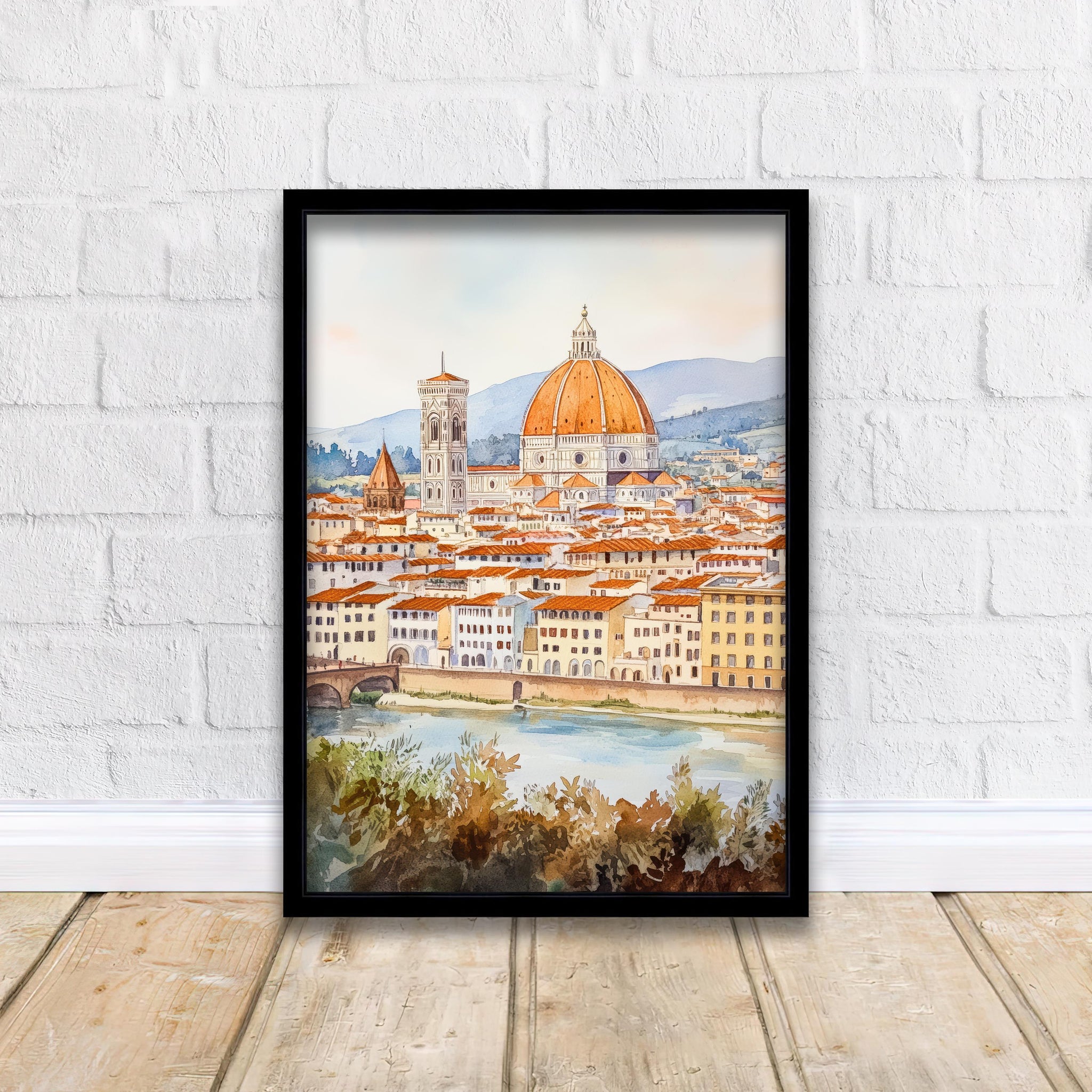 Florence Watercolor Painting Italian City Art Florence Print Scenic Tuscan Decor