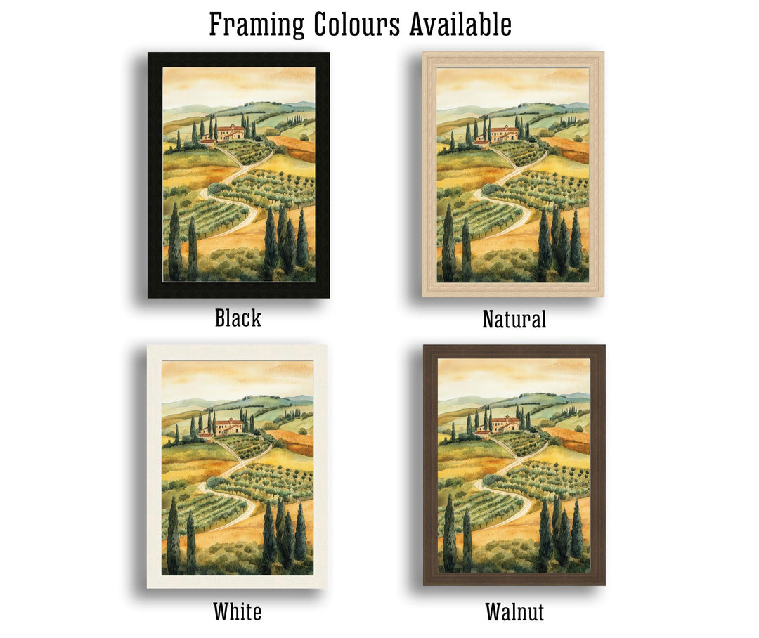 Tuscany Watercolor Painting Italian Landscape Art Tuscany Print Scenic Tuscany Decor