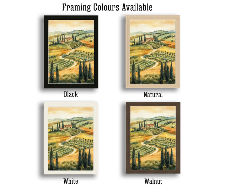 Tuscany Watercolor Painting Italian Landscape Art Tuscany Print Scenic Tuscany Decor
