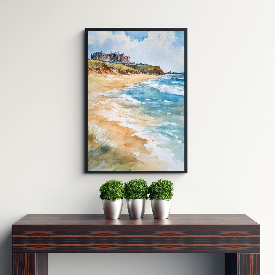 Fistral Beach Newquay Watercolor Painting Cornwall Beach Art Fistral Beach Print Scenic Seaside Decor