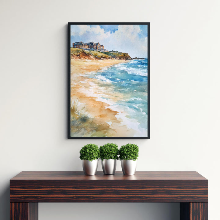 Fistral Beach Newquay Watercolor Painting Cornwall Beach Art Fistral Beach Print Scenic Seaside Decor
