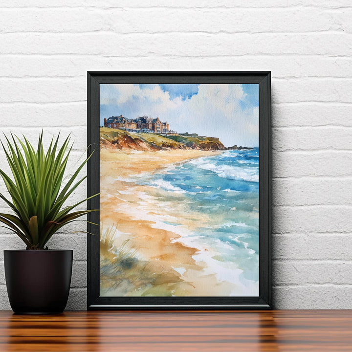 Fistral Beach Newquay Watercolor Painting Cornwall Beach Art Fistral Beach Print Scenic Seaside Decor