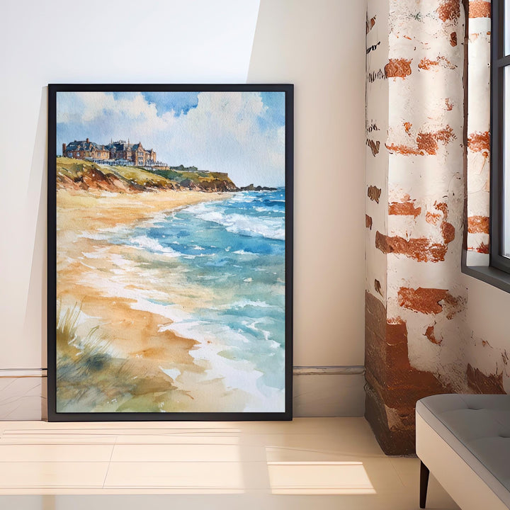Fistral Beach Newquay Watercolor Painting Cornwall Beach Art Fistral Beach Print Scenic Seaside Decor
