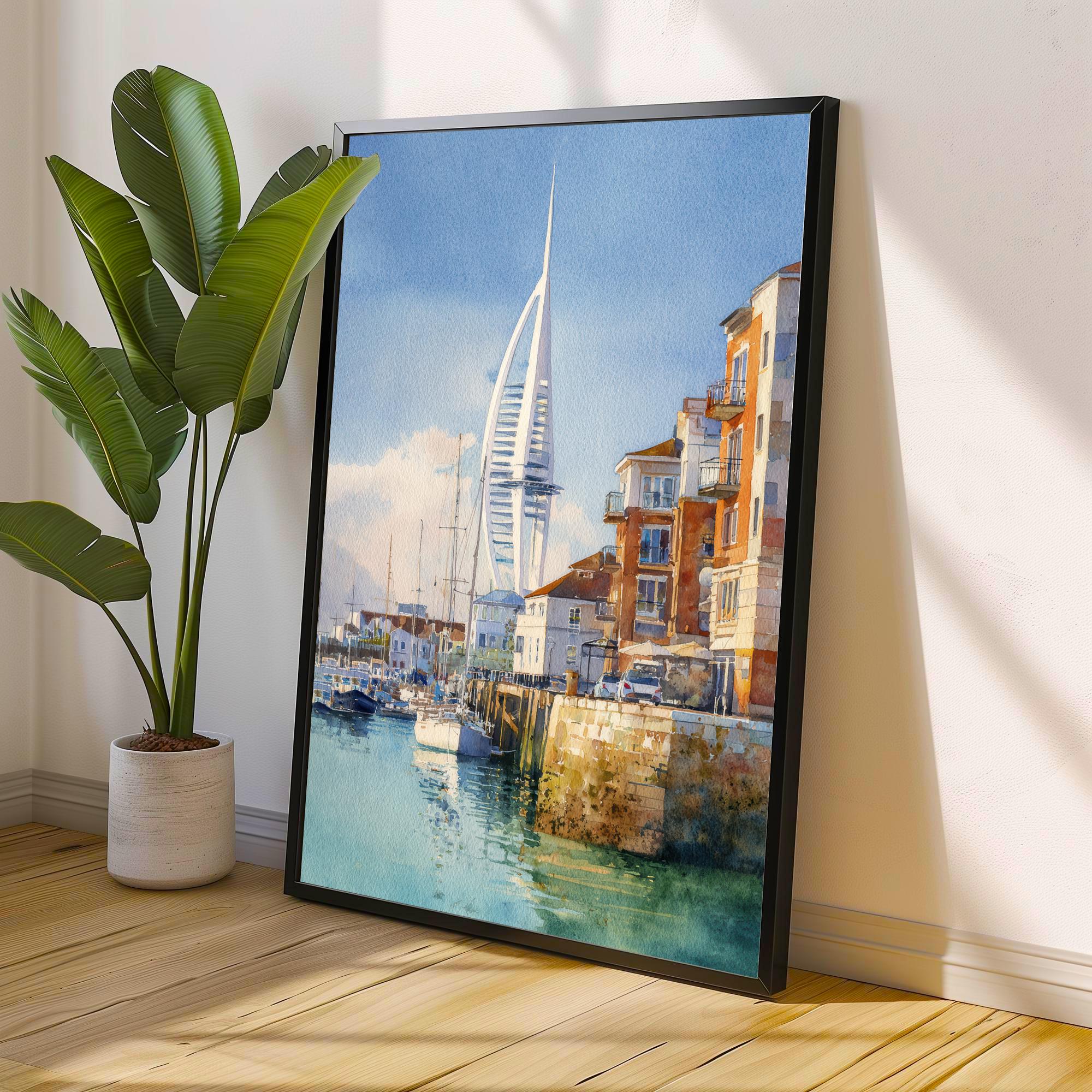 Portsmouth Watercolor Painting UK City Art Portsmouth Print Scenic Seaside Decor