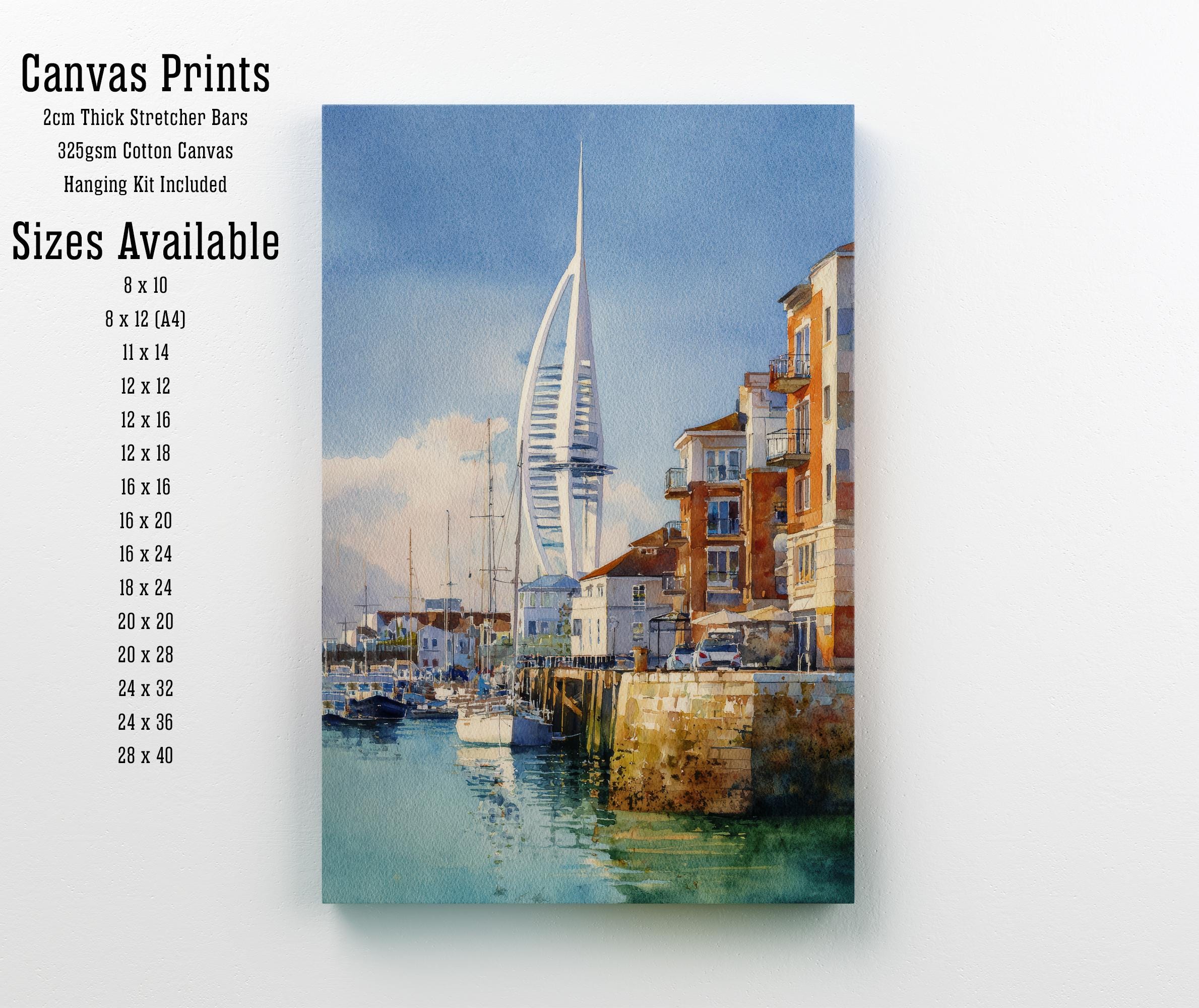 Portsmouth Watercolor Painting UK City Art Portsmouth Print Scenic Seaside Decor