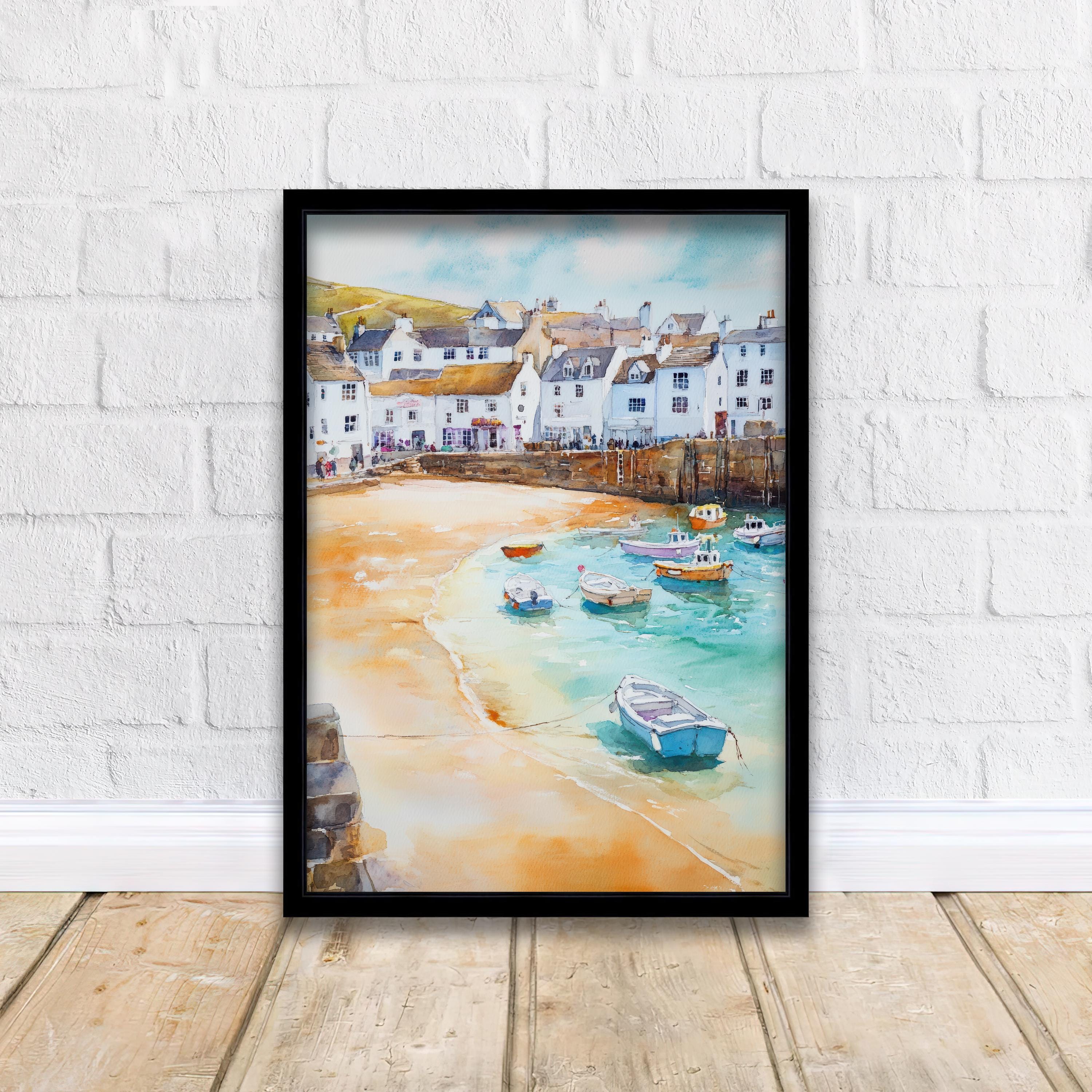 St Ives Watercolor Painting Cornwall Coastal Art St Ives Print Scenic Seaside Decor
