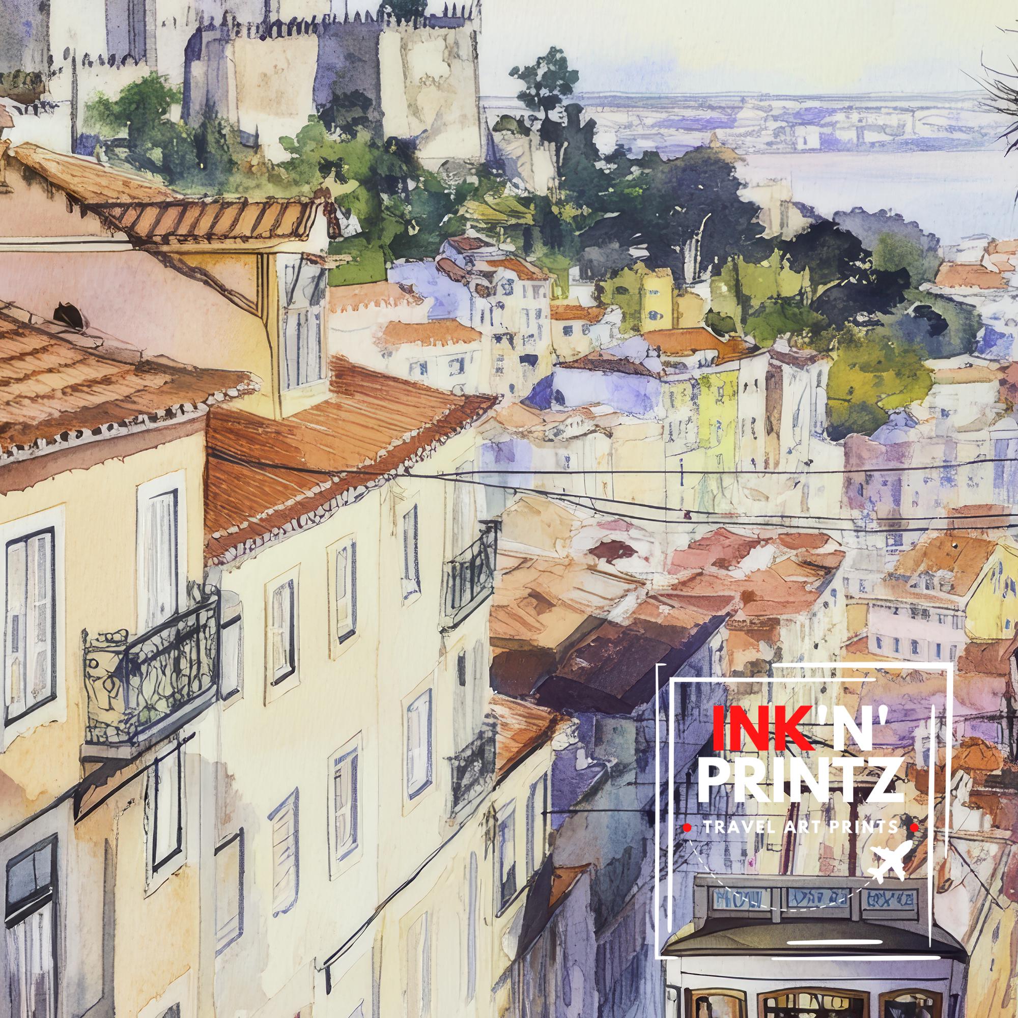 Porto Watercolor Painting Portugal City Art Porto Print Scenic Portugal Decor